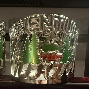 Bath & Body Works Silver “Adventure Awaits” 3 Wick Candle Holder